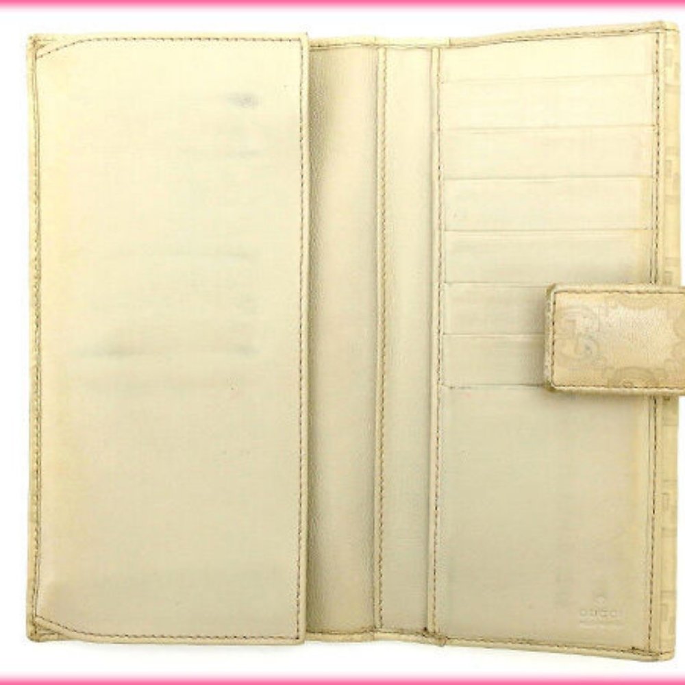 Gucci Wallet Purse Long Wallet Guccissima Beige Woman Authentic Used Y1031 - Picture 4 of 5
